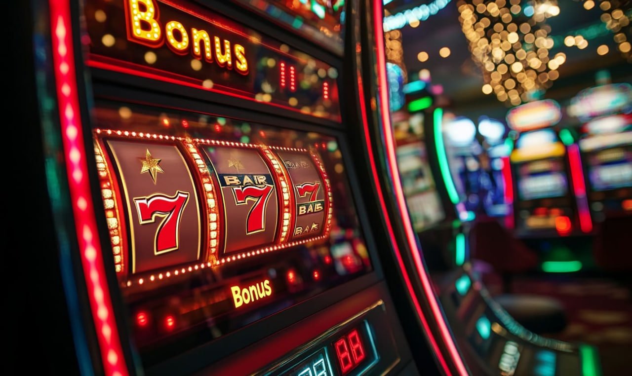 Tampilan game slot online dengan tema neon dan jackpot besar